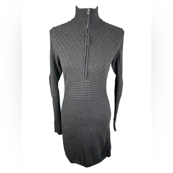 Athleta | Ribbed Knit 1/4 Zip Mock Neck Sweater Dress - Picture 2 of 10